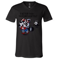 Faster Than The Forever Yeet Run Away Faster V-Neck T-Shirt