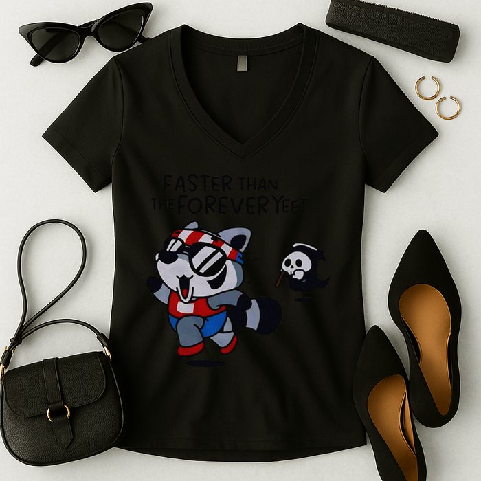 Faster Than The Forever Yeet Run Away Faster Women's V-Neck T-Shirt