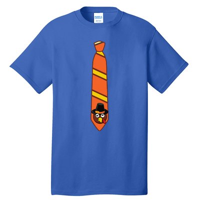 Funny Thanksgiving Tie Turkey Graphic Minimalist Tall T-Shirt