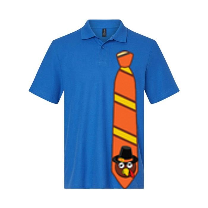 Funny Thanksgiving Tie Turkey Graphic Minimalist Softstyle Adult Sport Polo