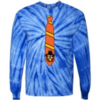 Funny Thanksgiving Tie Turkey Graphic Minimalist Tie-Dye Long Sleeve Shirt