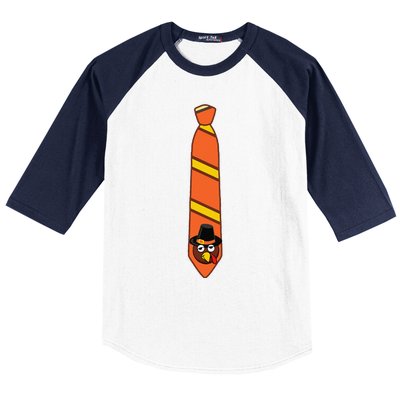 Funny Thanksgiving Tie Turkey Graphic Minimalist Baseball Sleeve Shirt