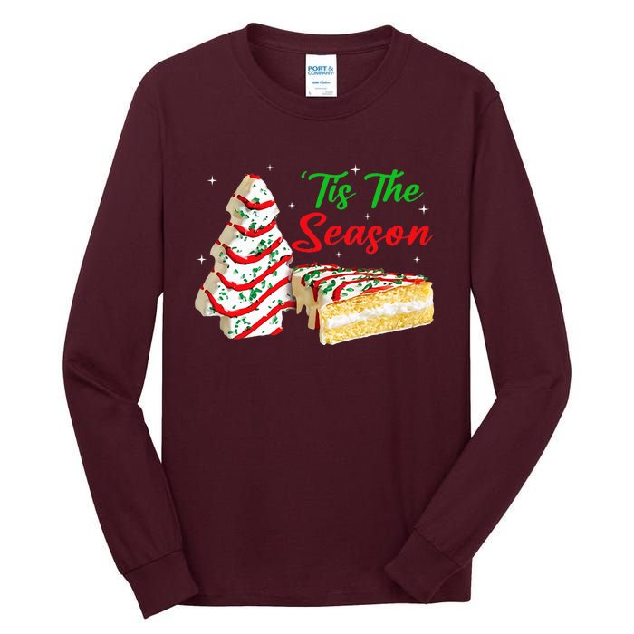 Funny Tis The Season Design Christmas Tree Cakes Debbie Tall Long Sleeve T-Shirt