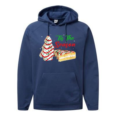 Funny Tis The Season Design Christmas Tree Cakes Debbie Performance Fleece Hoodie