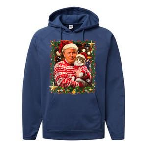 Funny Trufunny Trump Christmas Smp Christmas Sweater For Cat Lovers Xmas Pajamas Performance Fleece Hoodie