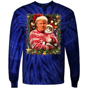 Funny Trufunny Trump Christmas Smp Christmas Sweater For Cat Lovers Xmas Pajamas Tie-Dye Long Sleeve Shirt