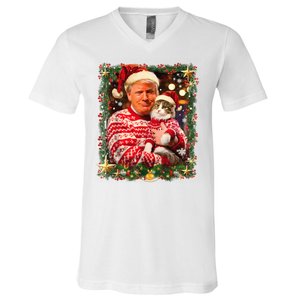 Funny Trufunny Trump Christmas Smp Christmas Sweater For Cat Lovers Xmas Pajamas V-Neck T-Shirt