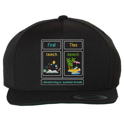 First Teach The Beach I Am Earning A Summer Break Teacher Wool Snapback Cap