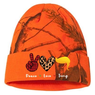 Funny Trump Trump 2024 Gift Peace Love Trump Funny Gift Kati Licensed 12" Camo Beanie