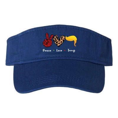 Funny Trump Trump 2024 Gift Peace Love Trump Funny Gift Valucap Bio-Washed Visor