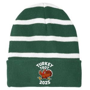 Funny Thanksgiving Turkey Trot 2025 Running Event Striped Beanie with Solid Band