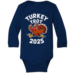 Funny Thanksgiving Turkey Trot 2025 Running Event Baby Long Sleeve Bodysuit