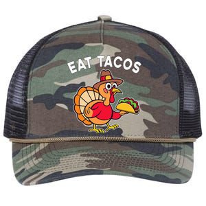 Funny Thanksgiving Turkey Eat Tacos Mexican Thanksgiving Fun Retro Rope Trucker Hat Cap