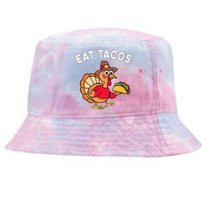 Funny Thanksgiving Turkey Eat Tacos Mexican Thanksgiving Fun Tie-Dyed Bucket Hat