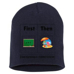 First Teach Then Beach First Teach Then Beach Funny Teacher Short Acrylic Beanie