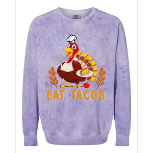 Funny Thanksgiving Turkey Eat Tacos Colorblast Crewneck Sweatshirt