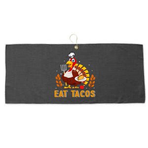 Funny Thanksgiving Turkey Eat Tacos Large Microfiber Waffle Golf Towel