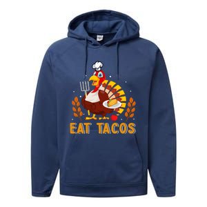 Funny Thanksgiving Turkey Eat Tacos Performance Fleece Hoodie