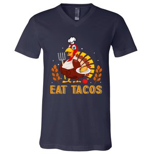 Funny Thanksgiving Turkey Eat Tacos V-Neck T-Shirt