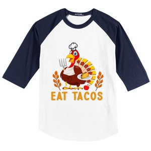 Funny Thanksgiving Turkey Eat Tacos Baseball Sleeve Shirt