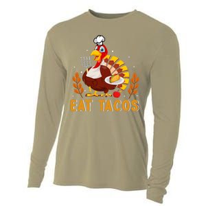 Funny Thanksgiving Turkey Eat Tacos Cooling Performance Long Sleeve Crew