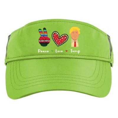 Funny Trump Trump 2024 Gift Peace Love Trump Gift Adult Drive Performance Visor