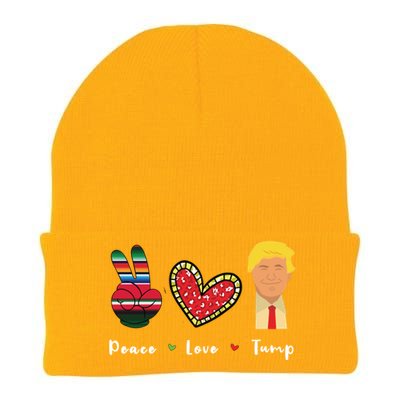 Funny Trump Trump 2024 Gift Peace Love Trump Gift Knit Cap Winter Beanie