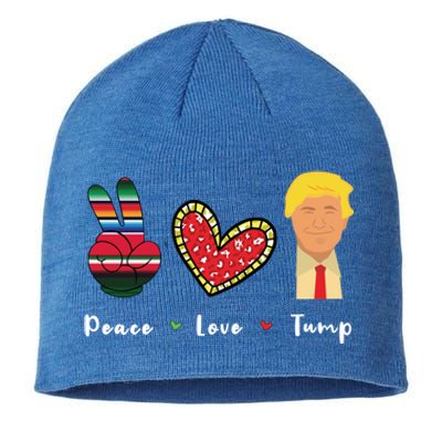 Funny Trump Trump 2024 Gift Peace Love Trump Gift Sustainable Beanie