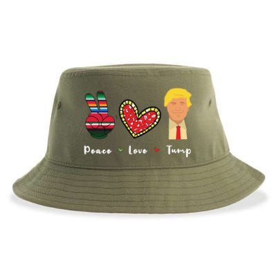 Funny Trump Trump 2024 Gift Peace Love Trump Gift Sustainable Bucket Hat