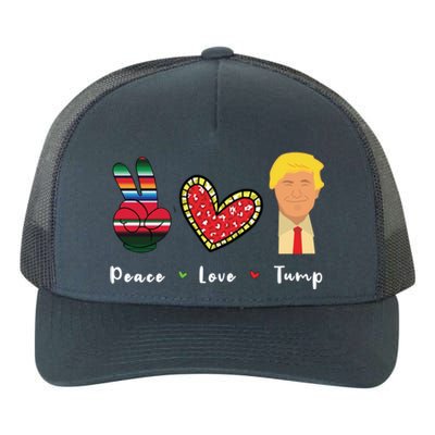 Funny Trump Trump 2024 Gift Peace Love Trump Gift Yupoong Adult 5-Panel Trucker Hat