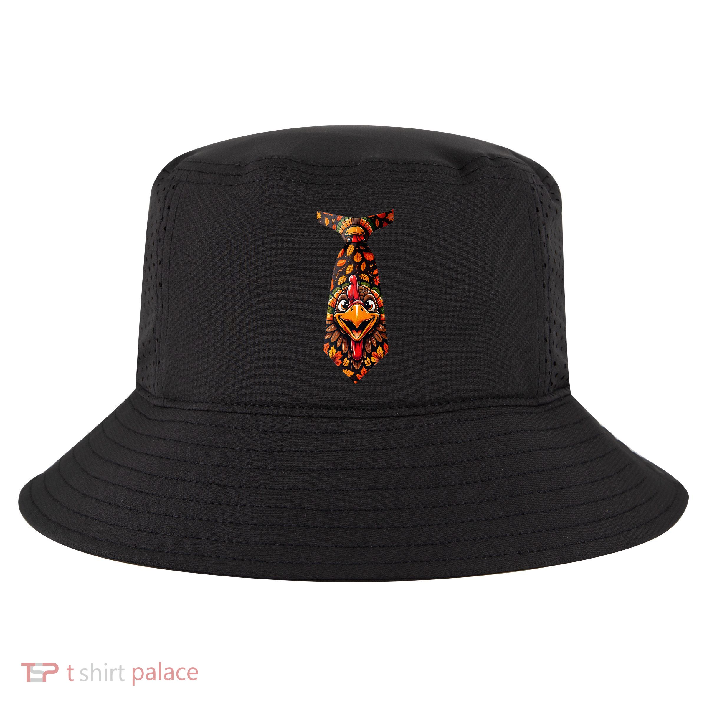 Funny Thanksgiving Tie with Turkey for Family Dinner Cool Comfort Performance Bucket Hat