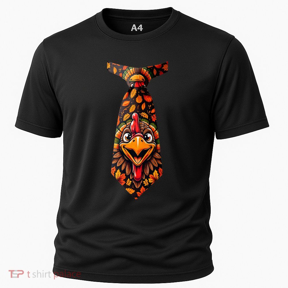 Funny Thanksgiving Tie with Turkey for Family Dinner Performance Shirt