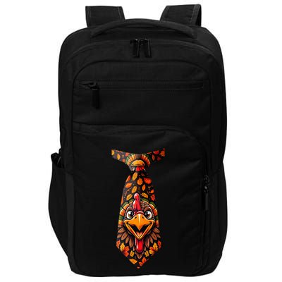 Funny Thanksgiving Tie with Turkey for Family Dinner Impact Tech Backpack