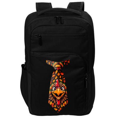 Funny Thanksgiving Tie with Turkey for Family Dinner Impact Tech Backpack