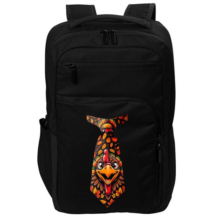 Funny Thanksgiving Tie with Turkey for Family Dinner Impact Tech Backpack