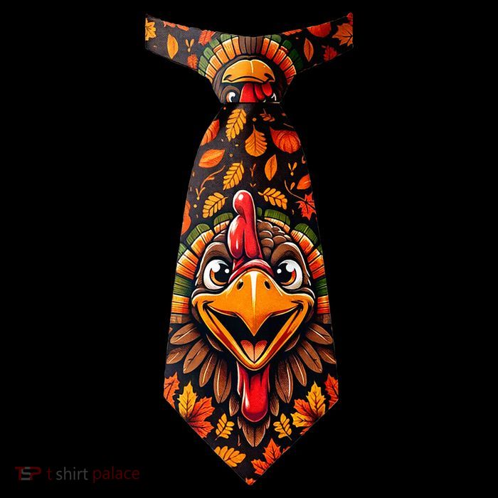 Funny Thanksgiving Tie with Turkey for Family Dinner Drawstring Bag