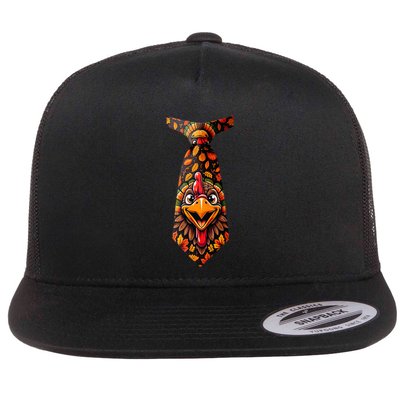 Funny Thanksgiving Tie with Turkey for Family Dinner Flatbill Hat