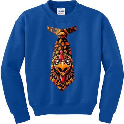 Funny Thanksgiving Tie with Turkey for Family Dinner Kids Sweatshirt