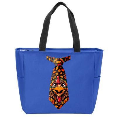 Funny Thanksgiving Tie with Turkey for Family Dinner Zip Tote Bag