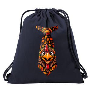 Funny Thanksgiving Tie with Turkey for Family Dinner Drawstring Bag