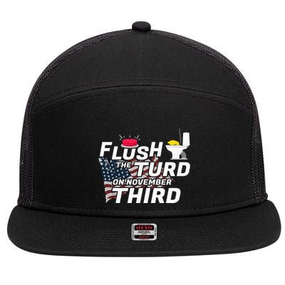 Flush The Turd On November Third Anti Trump 7 Panel Mesh Trucker Snapback Hat