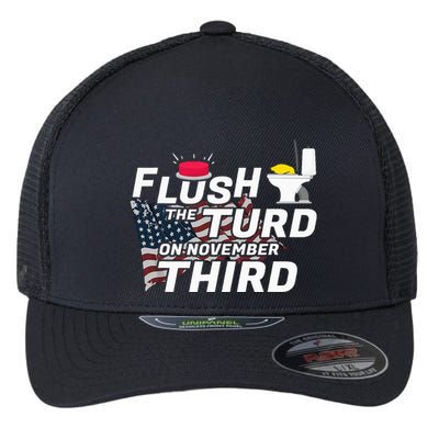 Flush The Turd On November Third Anti Trump Flexfit Unipanel Trucker Cap
