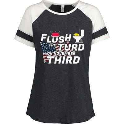 Flush The Turd On November Third Anti Trump Enza Ladies Jersey Colorblock Tee