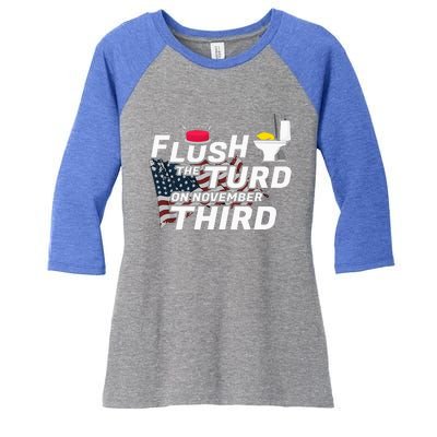 Flush The Turd On November Third Anti Trump Women's Tri-Blend 3/4-Sleeve Raglan Shirt