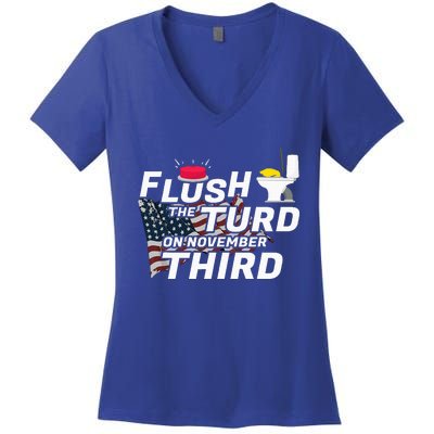 Flush The Turd On November Third Anti Trump Women's V-Neck T-Shirt