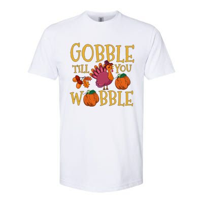 Funny Turkey Thanksgiving Gobble Till You Wobble Gift Softstyle® CVC T-Shirt