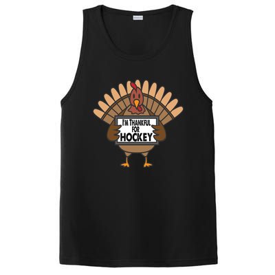 Funny Thanksgiving Turkey Thankful For Hockey Gift PosiCharge Competitor Tank