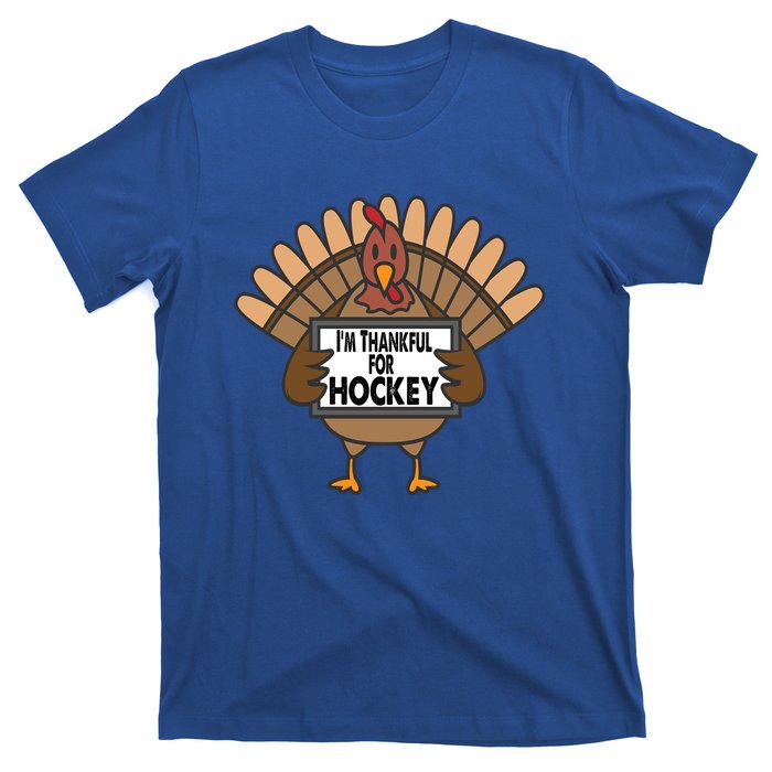 Funny Thanksgiving Turkey Thankful For Hockey Gift T-Shirt