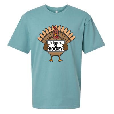 Funny Thanksgiving Turkey Thankful For Hockey Gift Sueded Cloud Jersey T-Shirt