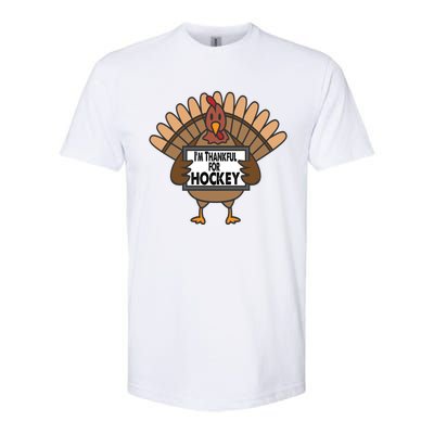 Funny Thanksgiving Turkey Thankful For Hockey Gift Softstyle® CVC T-Shirt